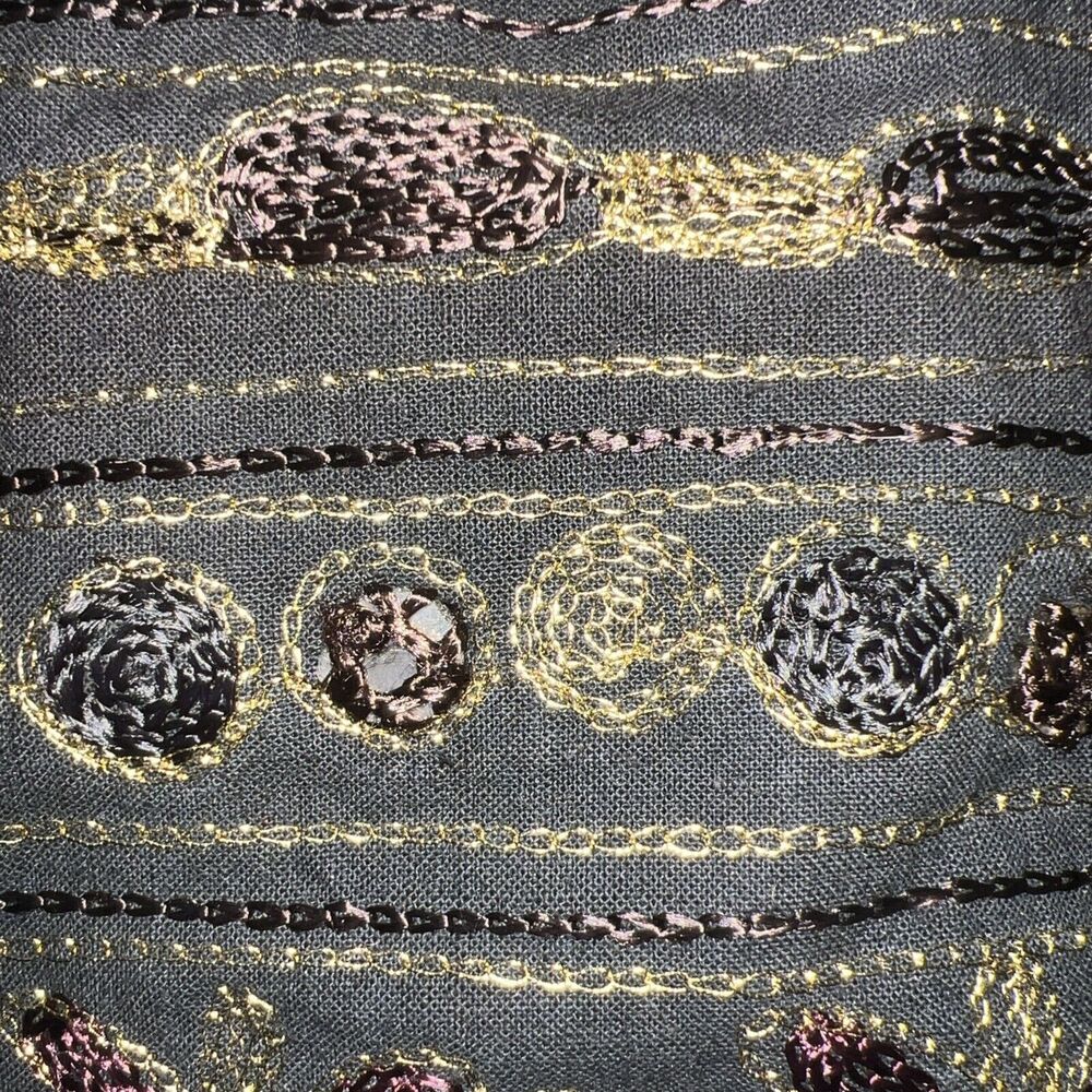 Jou Jou Vintage Womens M Vest Embellish Pockets Gold Metallic Thread Buckle Back - Picture 8 of 13